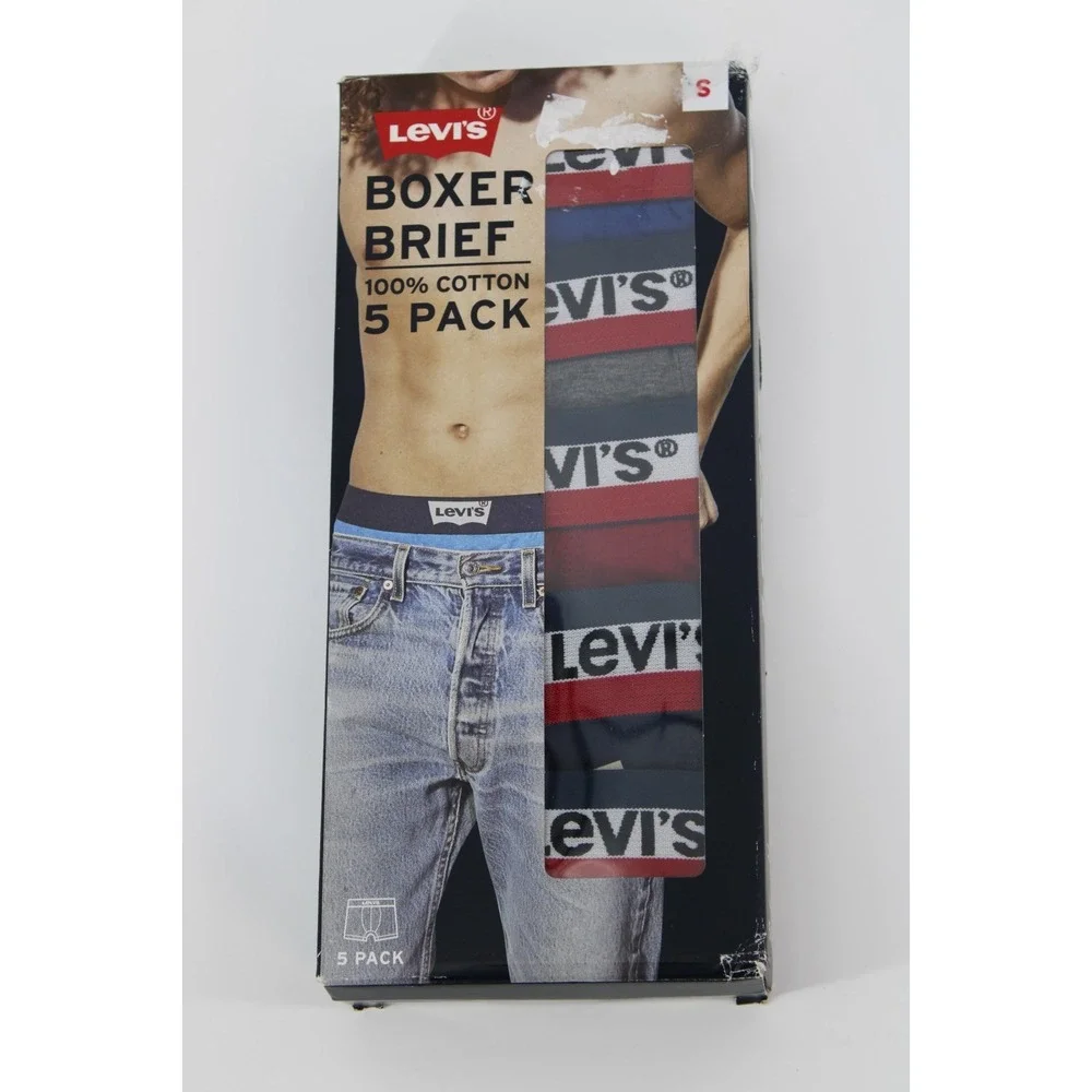 Levi's Men's Boxer Brief 5 Pack 100% Cotton Size S Levis